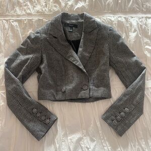 Forever 21 black and white Houndstooth Cropped Blazer